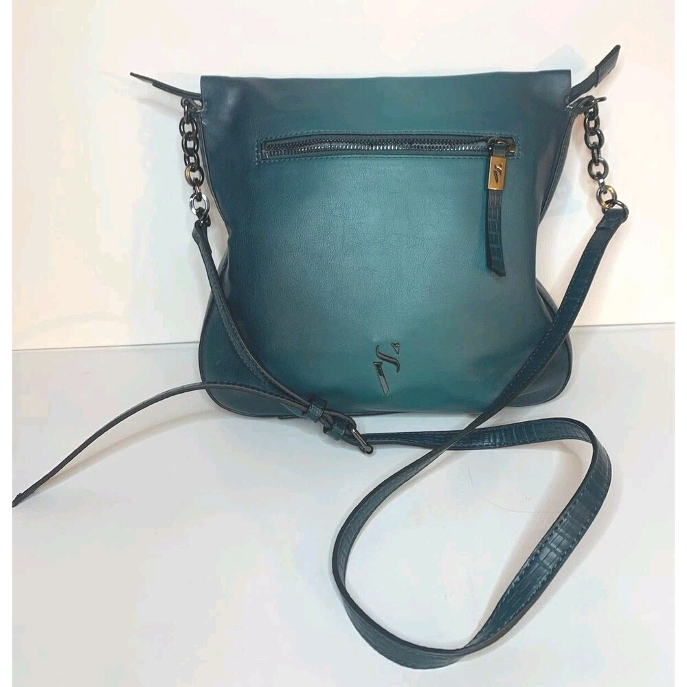 Simply Vera Vera Wang Teal Blue Faux Leather Crossbody Bag Chain Strap Satchel